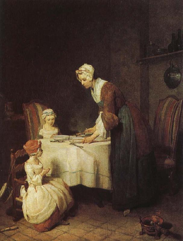 Jean Baptiste Simeon Chardin fasting prayer Norge oil painting art